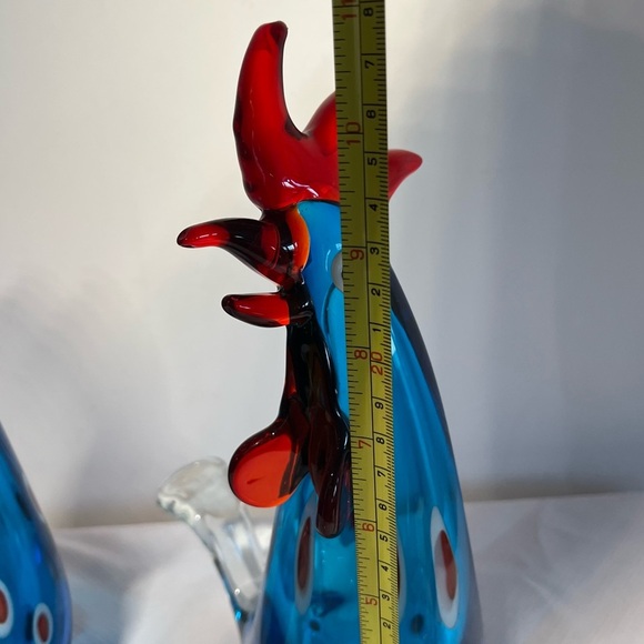 Rooster Chicken Figurine Murano-Style Blue Glass. Heavy. Amazing! - Picture 3 of 7